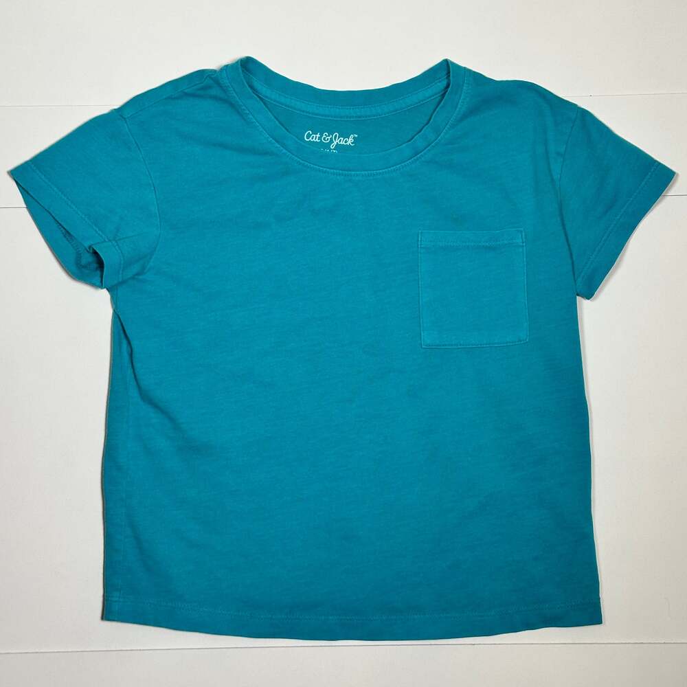 Cat & Jack Kids Short Sleeve Pocket T-Shirt Turquoise Size Small (6/7)